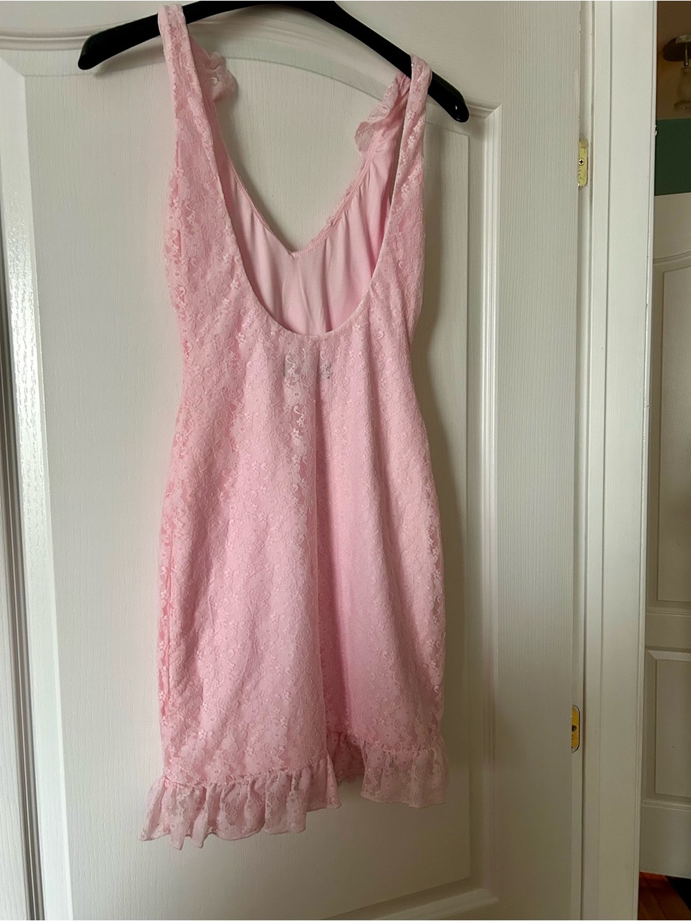 Take A Bow Lace Mini Dress Baby Pink - Picture 5 of 6